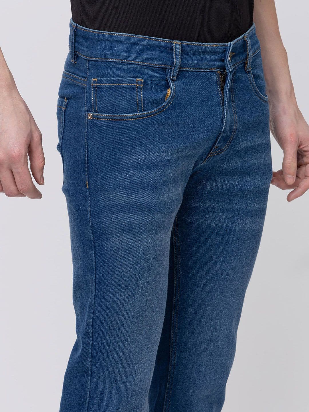 7OUNCE Men Slim Fit Mid-Rise Light Fade Stretchable CottonJeans thumbnail 7