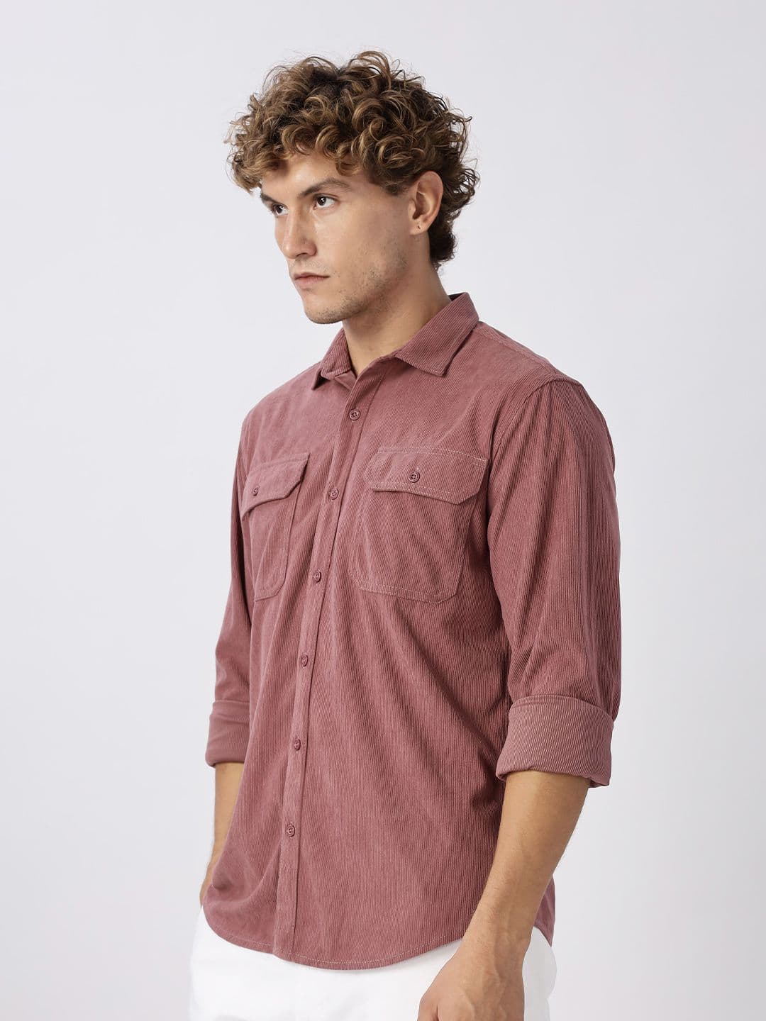 HERE&NOW Regular Fit Vertical Striped Corduroy Opaque Casual Shirt thumbnail 3