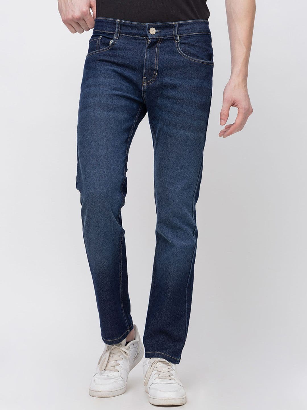 7OUNCE Men Slim Fit Mid-Rise Light Fade Stretchable Cotton Jeans - view 1