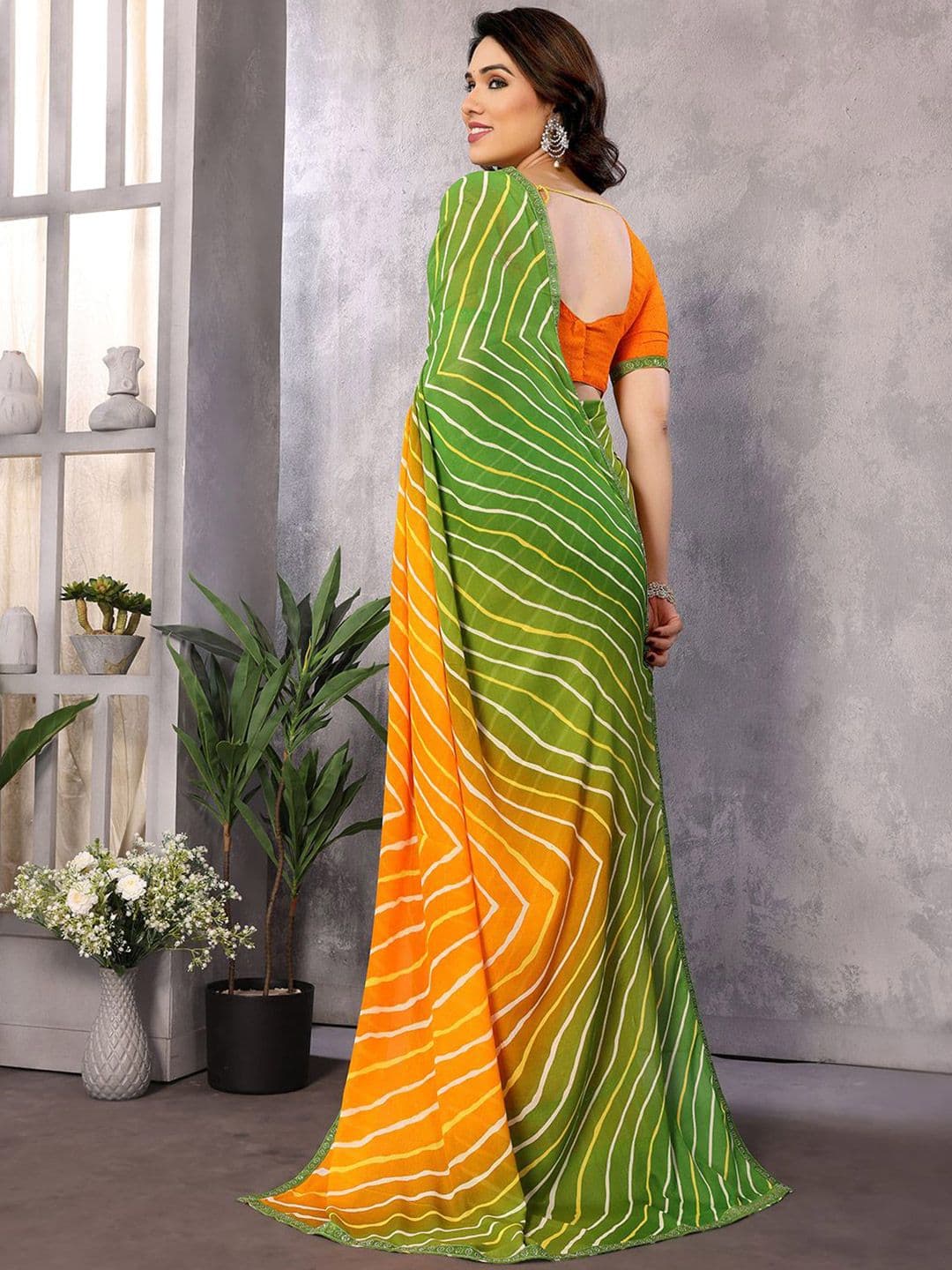 Moda Rapido Women Leheria Saree thumbnail 3