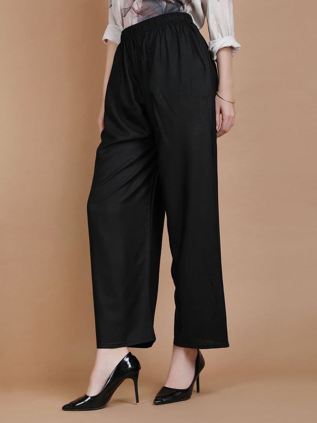 MICHAEL KOVLIN Women Soid Regular Wide Leg Ethnic Palazzos thumbnail 4