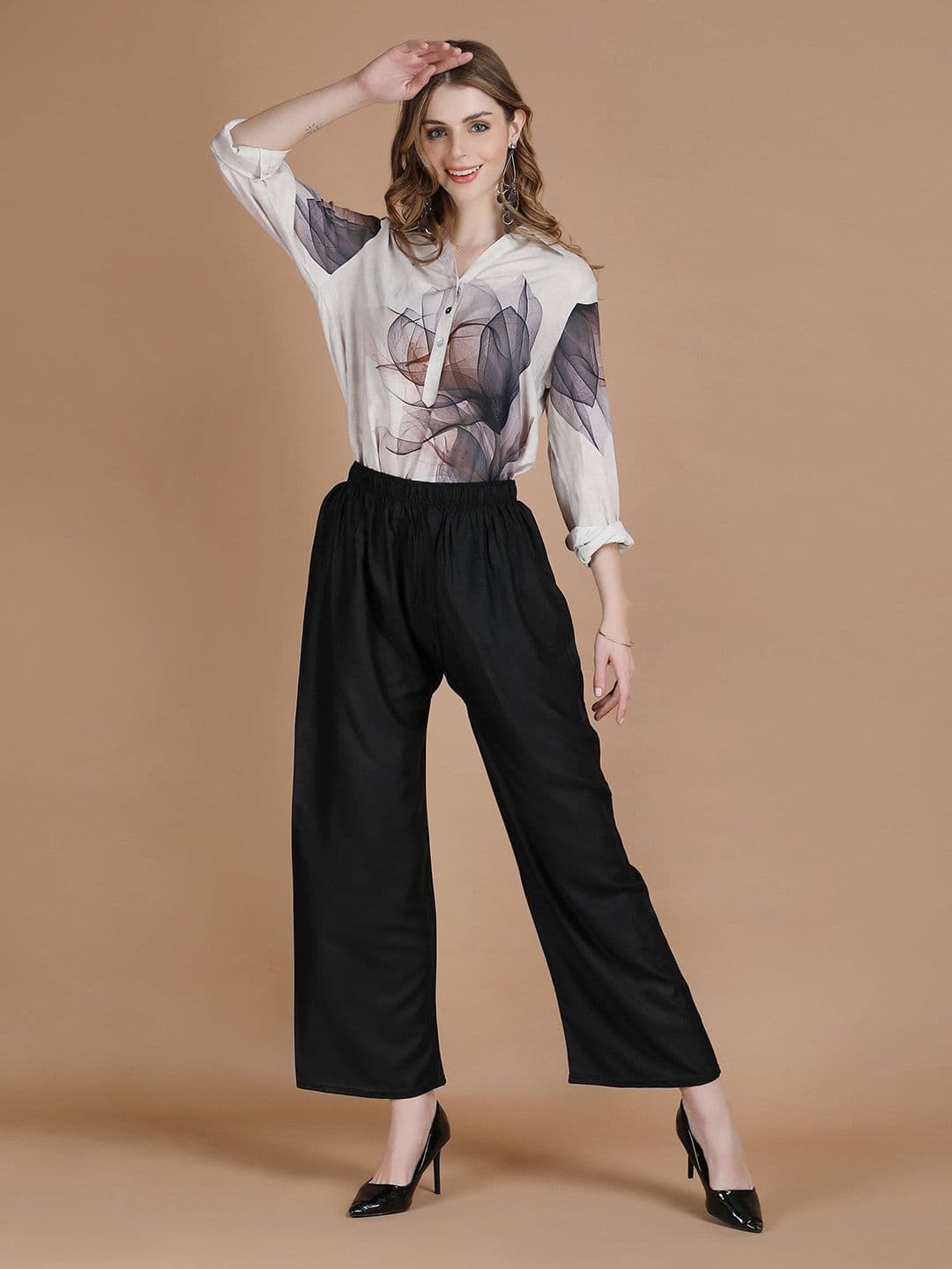 MICHAEL KOVLIN Women Soid Regular Wide Leg Ethnic Palazzos thumbnail 2