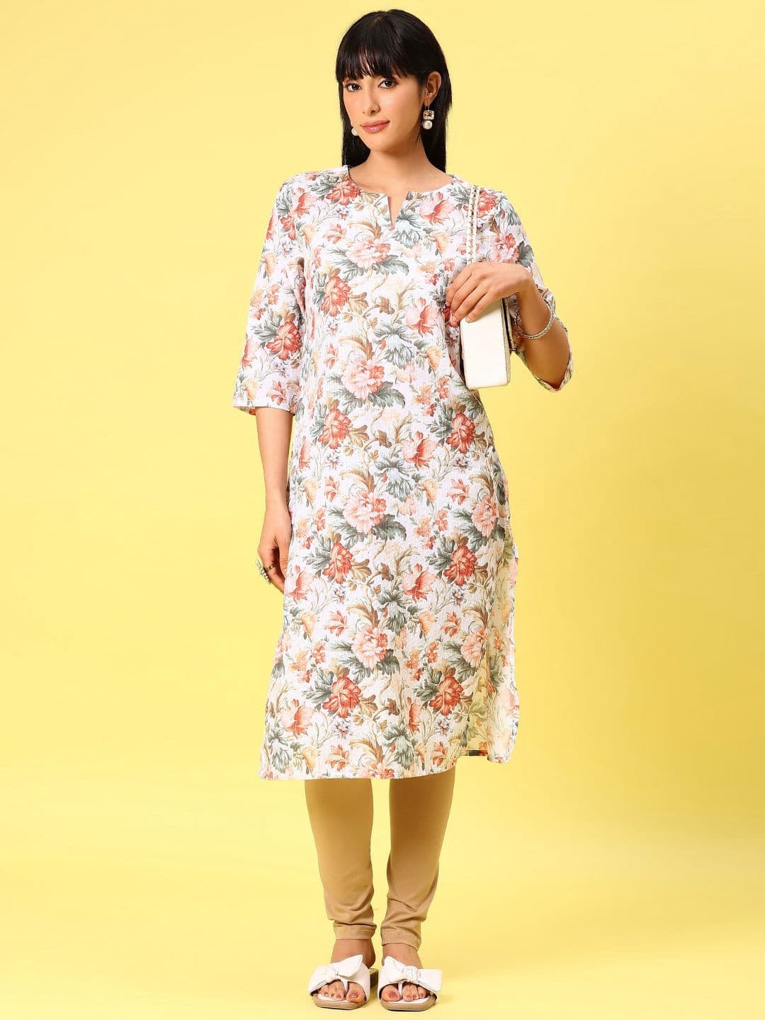 V-Mart Floral Printed Notch Neck Straight Kurta thumbnail 6