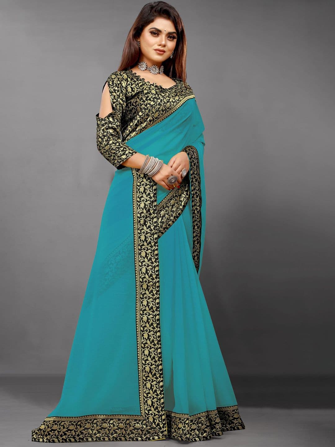 Flip The Style Zari Pure Georgette Saree thumbnail 7