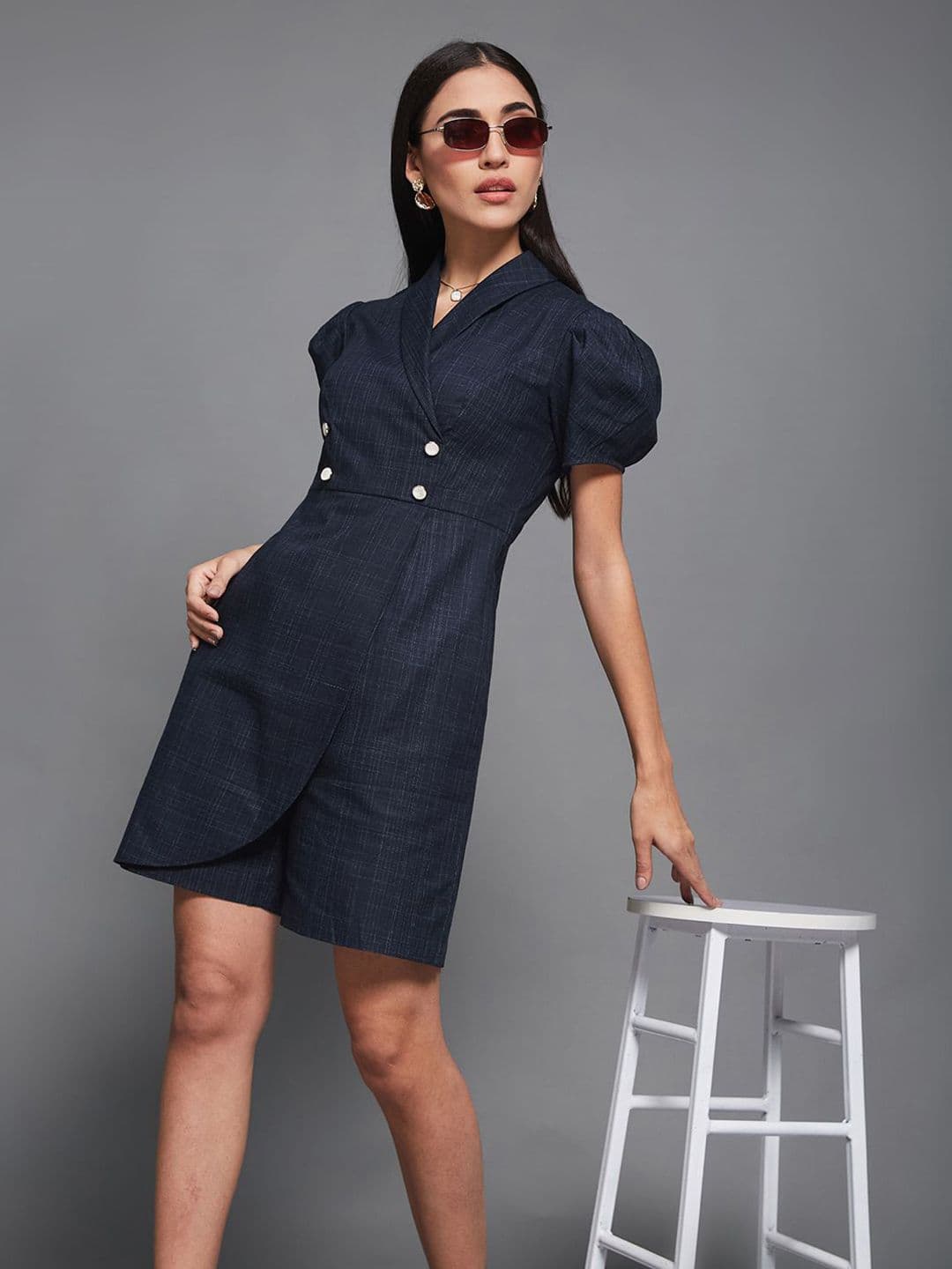 Miss Chase Women Cotton Self Design Jumpsuit thumbnail 5