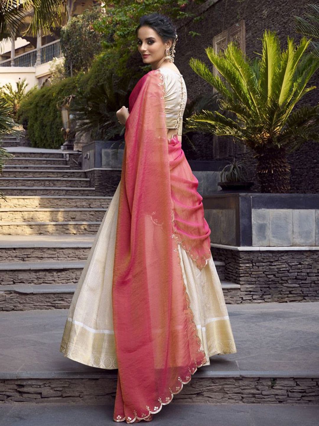 LOOKNBOOK ART Jacquard Zari Weaving Work Lehenga Choli Stitched Lehenga Blouse & Dupatta thumbnail 3