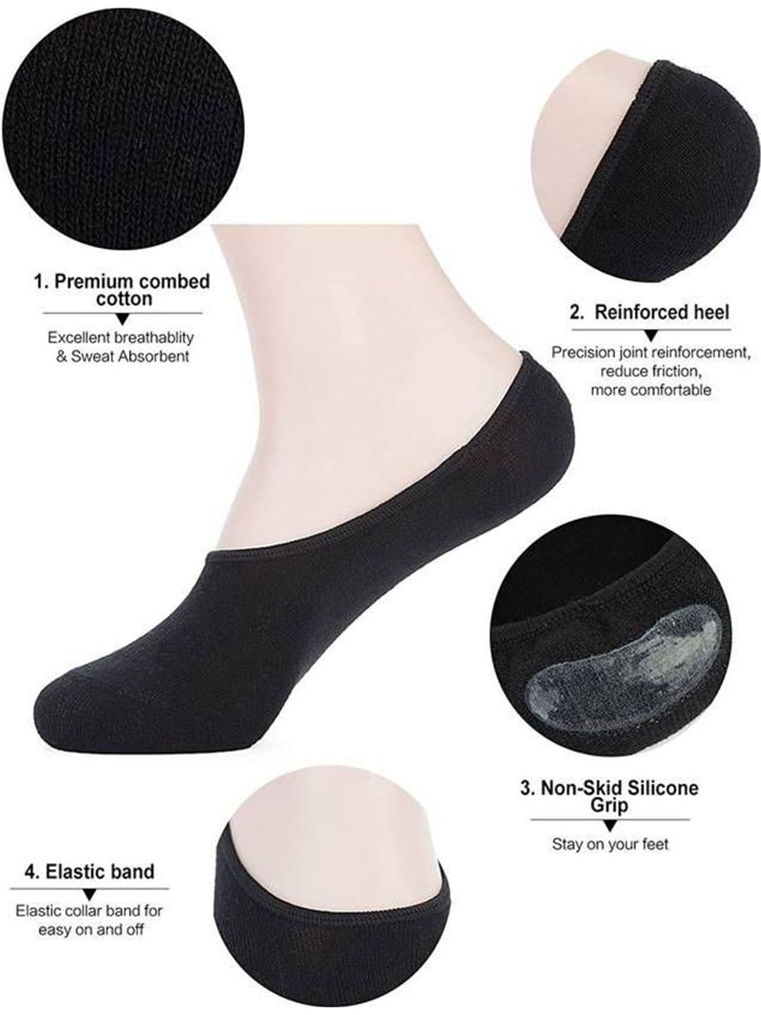 MJE Pack Of 5 Shoe Liners Socks thumbnail 7