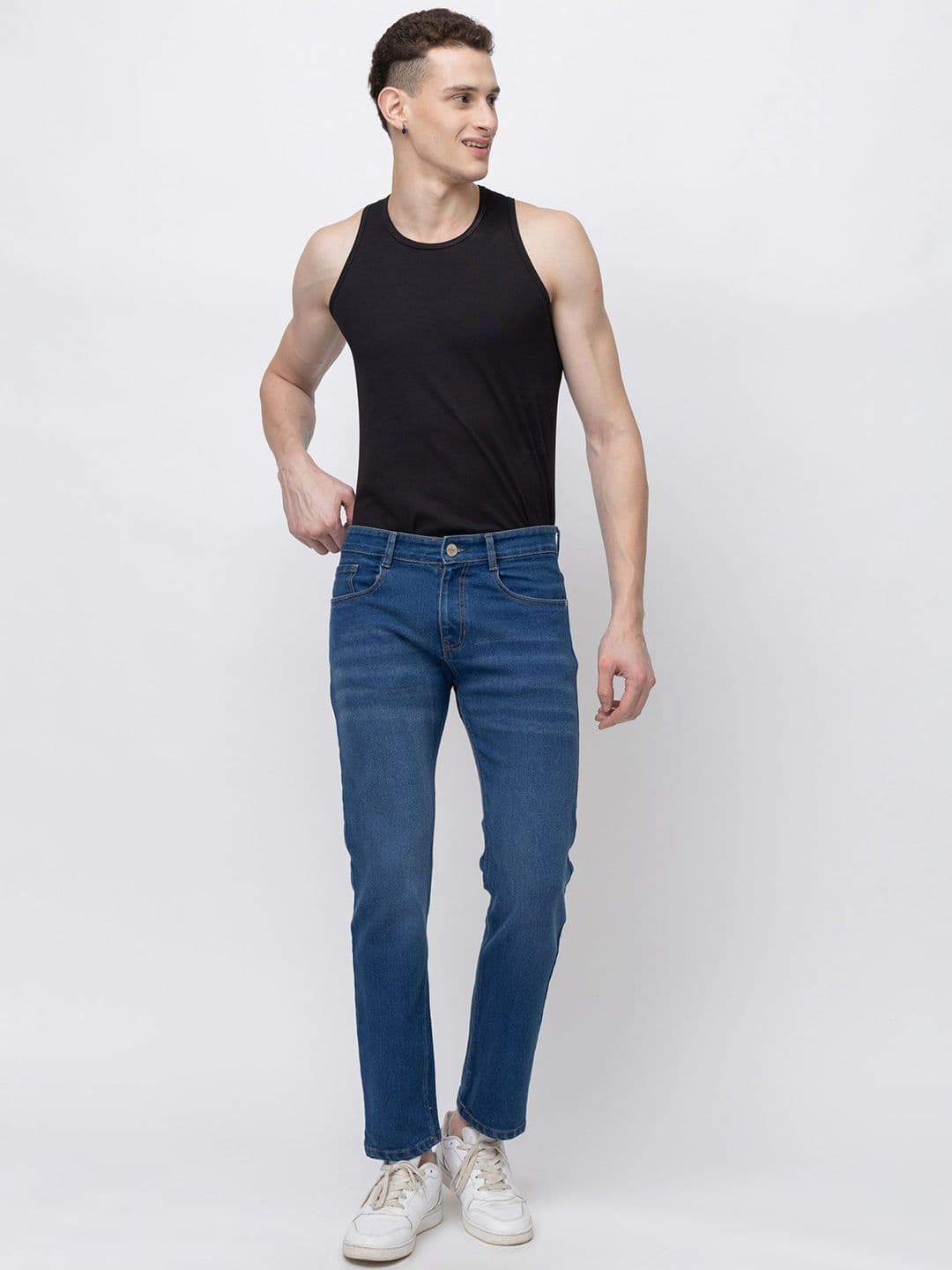 7OUNCE Men Slim Fit Mid-Rise Light Fade Stretchable CottonJeans thumbnail 2