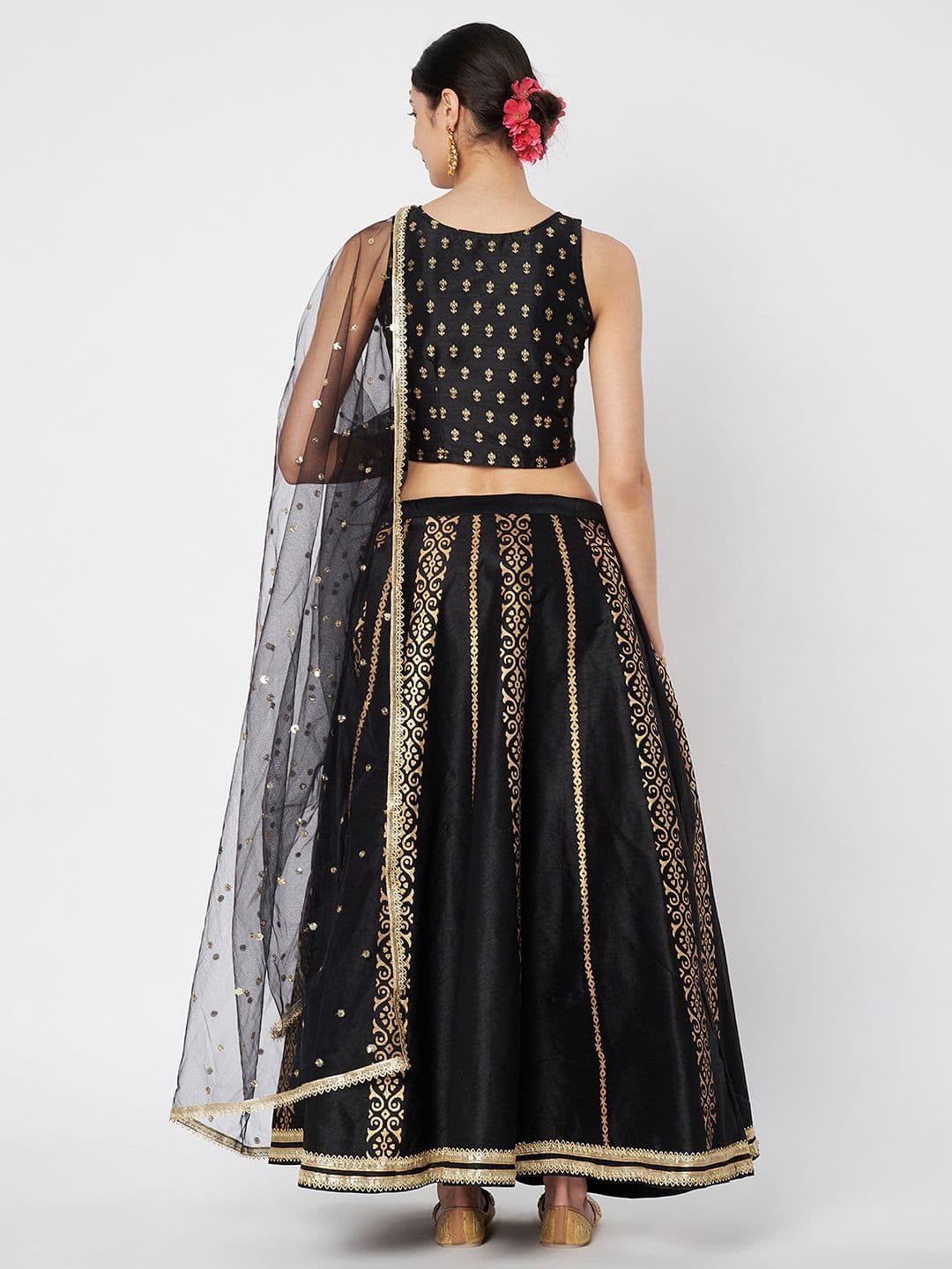 studio rasa Women Printed Block Printed Lehenga & Blouse With Dupatta thumbnail 6
