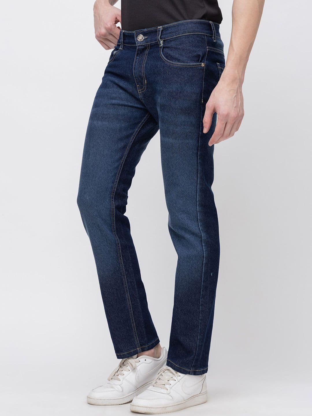 7OUNCE Men Slim Fit Mid-Rise Light Fade Stretchable Cotton Jeans thumbnail 5