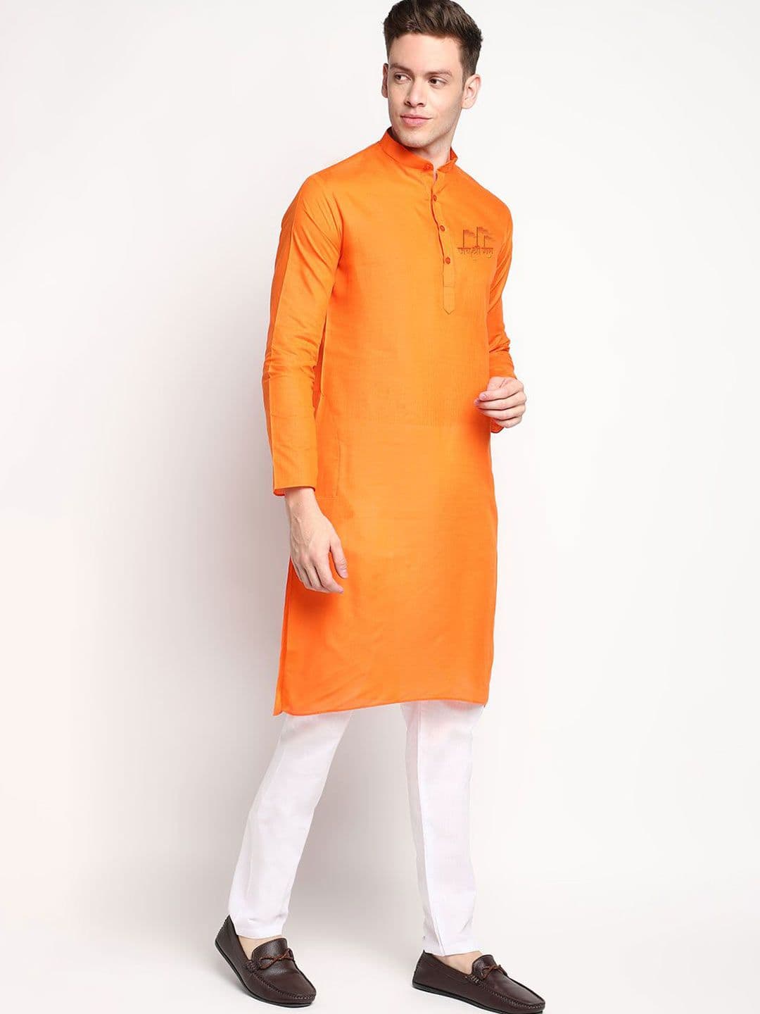 PulseIQ Band Collar Cotton Straight Kurta thumbnail 3