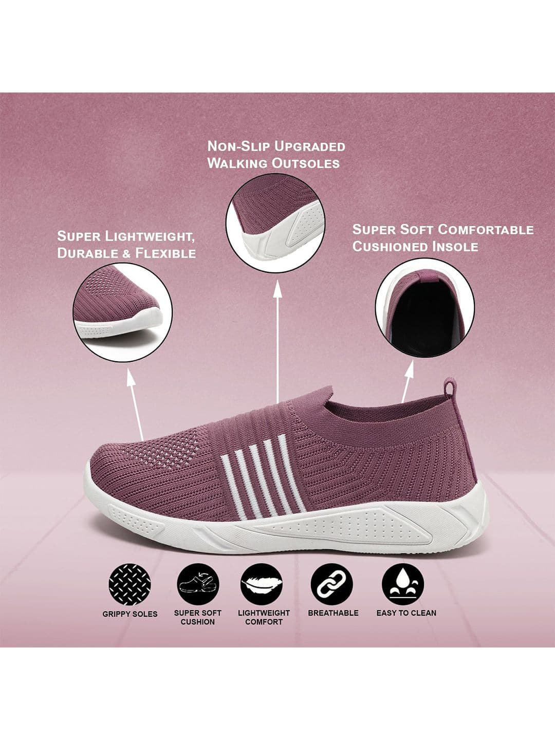 FLIPJONES Women Mesh Running Non-Marking Flyknit Slip-On Shoes thumbnail 3
