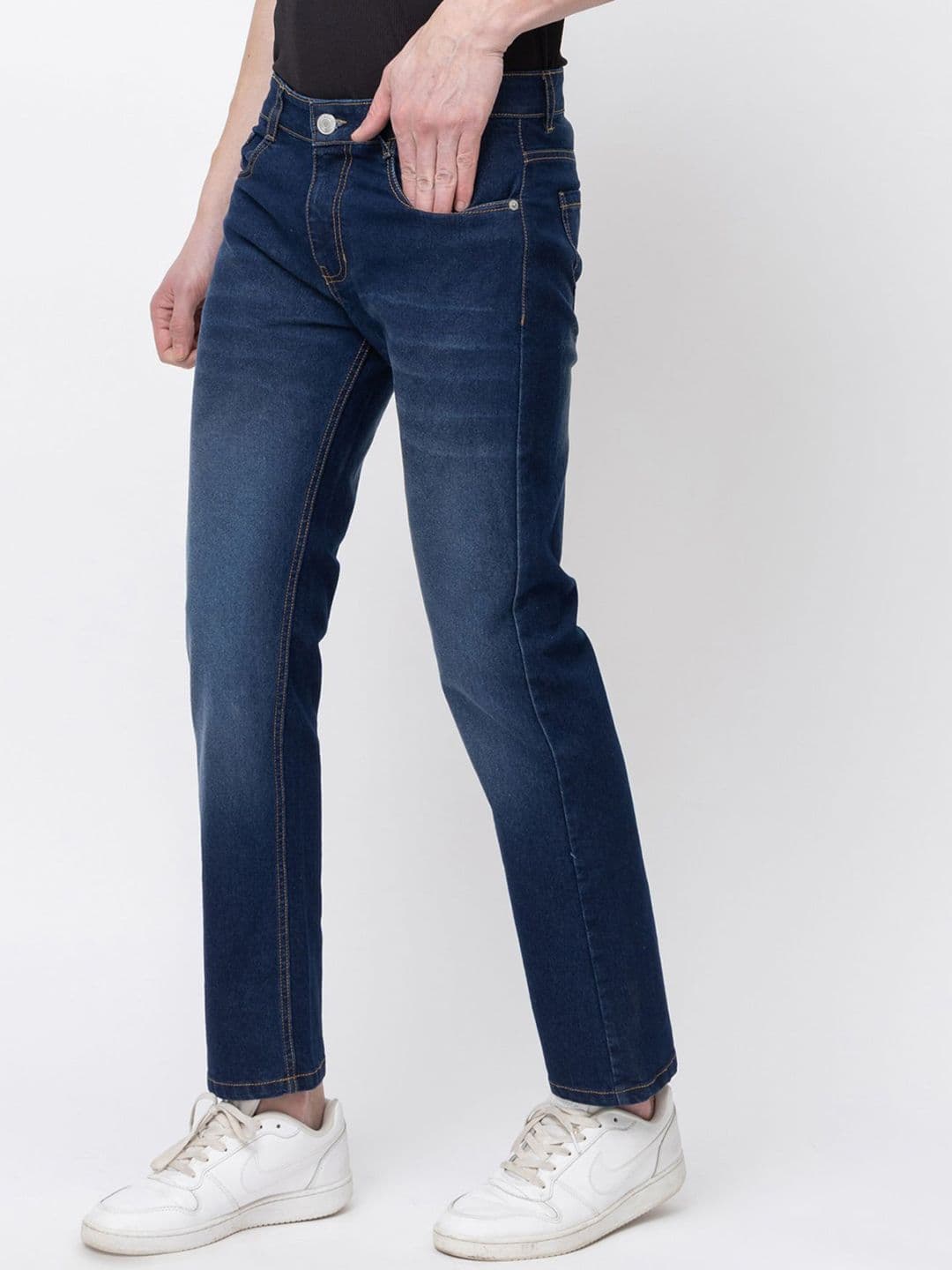 7OUNCE Men Slim Fit Mid-Rise Light Fade Stretchable Cotton Jeans thumbnail 6