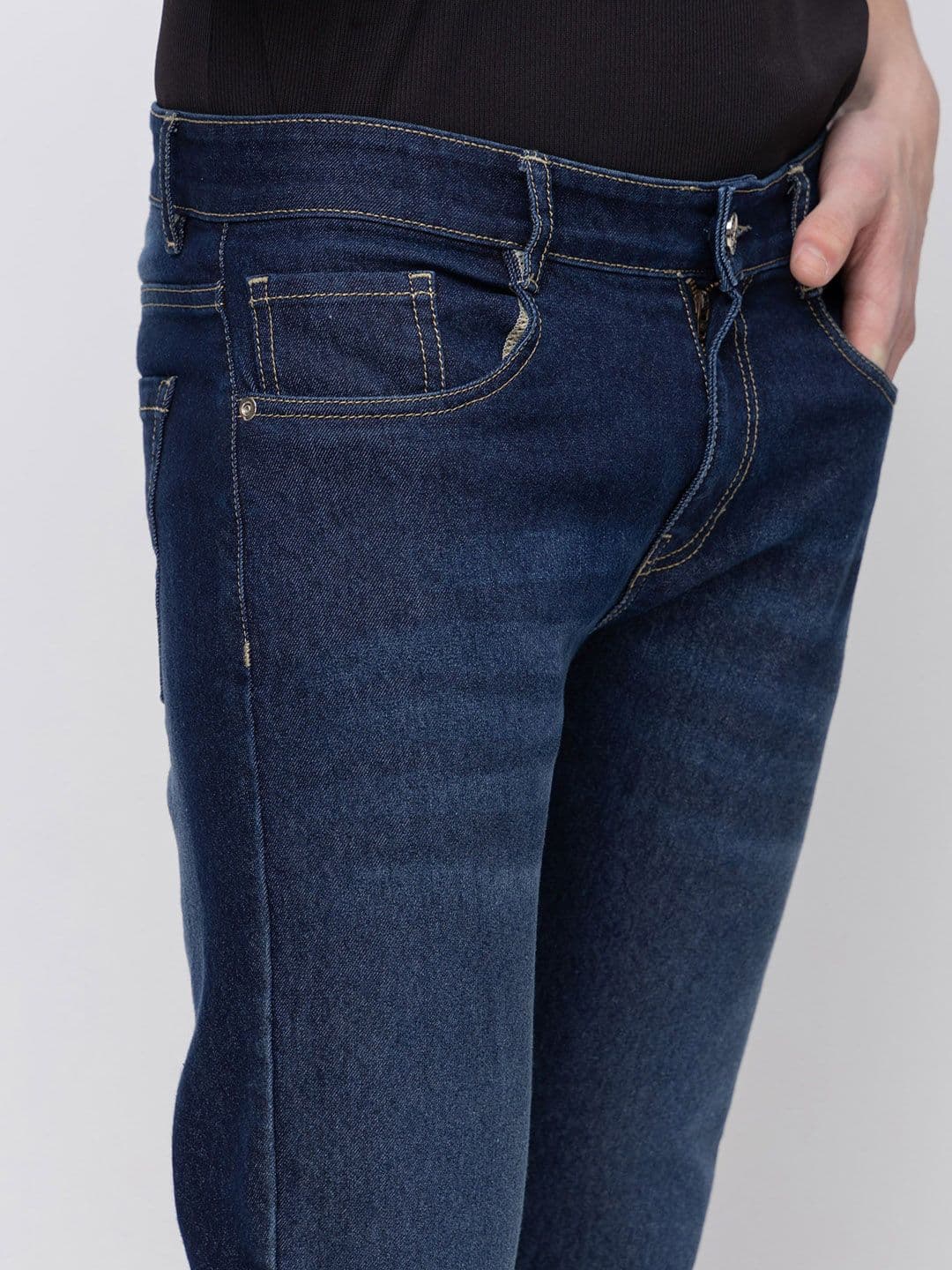 7OUNCE Men Slim Fit Mid-Rise Light Fade Stretchable Cotton Jeans thumbnail 2
