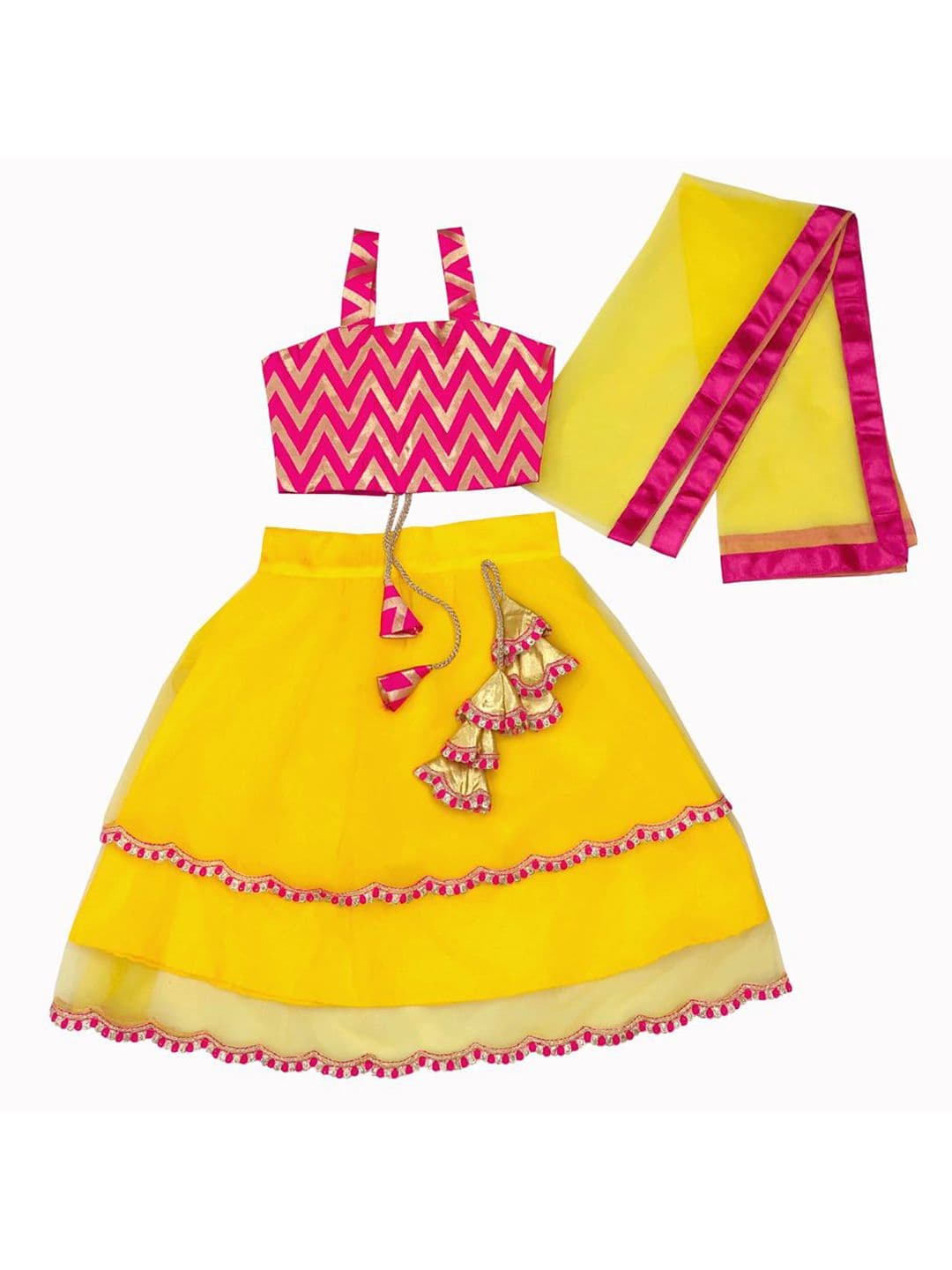 satyamfab Girls Thread Work Ready to Wear Lehenga & Blouse With Dupatta - view 1