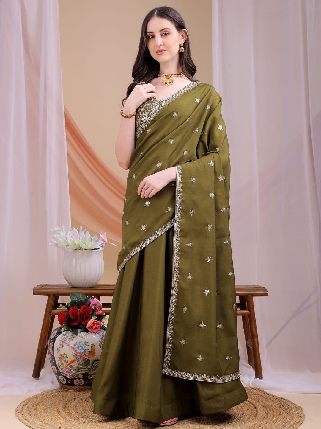 Kinjo Embroidered Sequinned Ready to Wear Lehenga & Blouse With Dupatta thumbnail 4