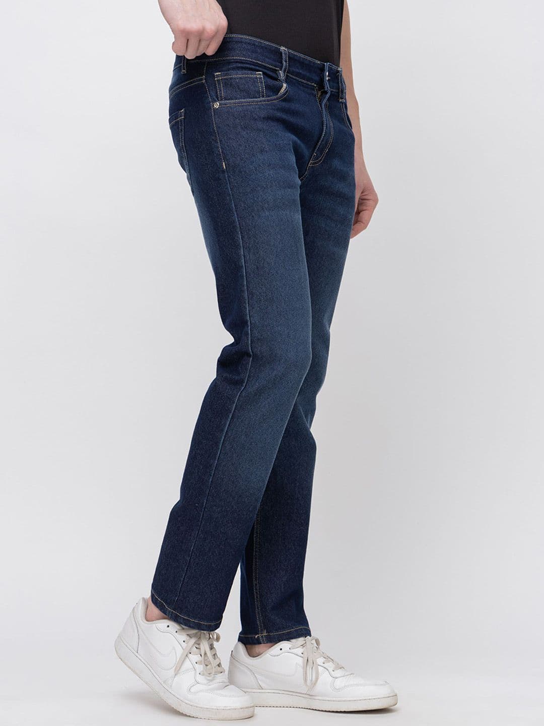 7OUNCE Men Slim Fit Mid-Rise Light Fade Stretchable Cotton Jeans thumbnail 7
