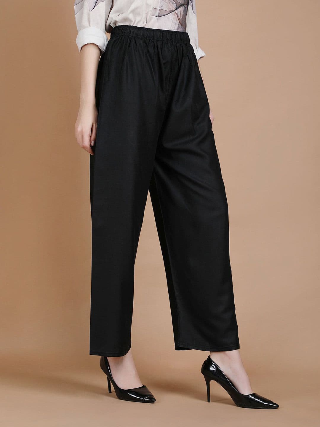 MICHAEL KOVLIN Women Soid Regular Wide Leg Ethnic Palazzos thumbnail 3