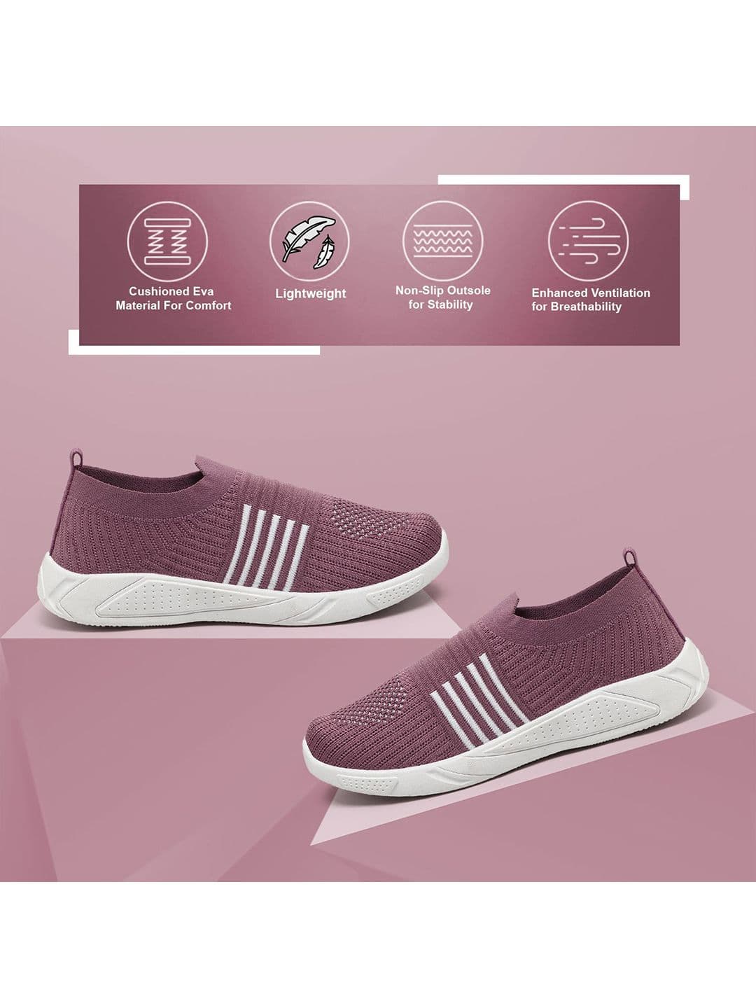 FLIPJONES Women Mesh Running Non-Marking Flyknit Slip-On Shoes thumbnail 4