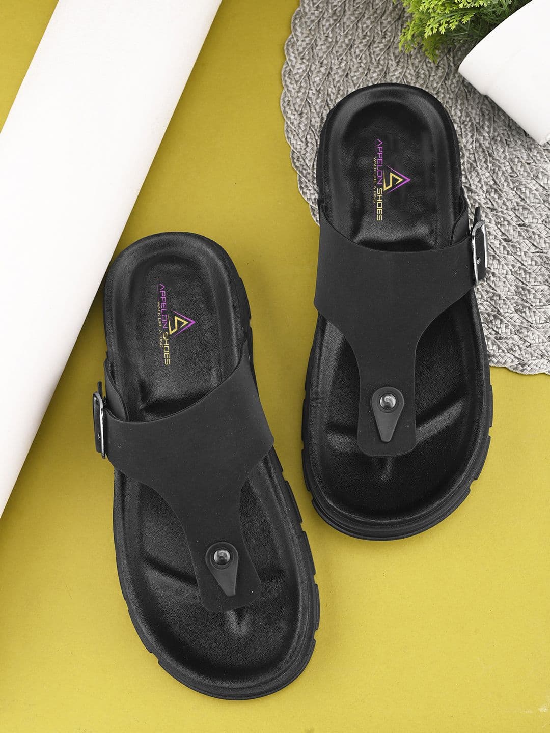 Appelon Men Slip-On Comfort Sandals With Buckle - view 1