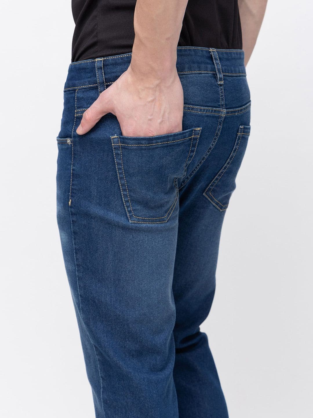 7OUNCE Men Slim Fit Mid-Rise Light Fade Stretchable Cotton Jeans thumbnail 7