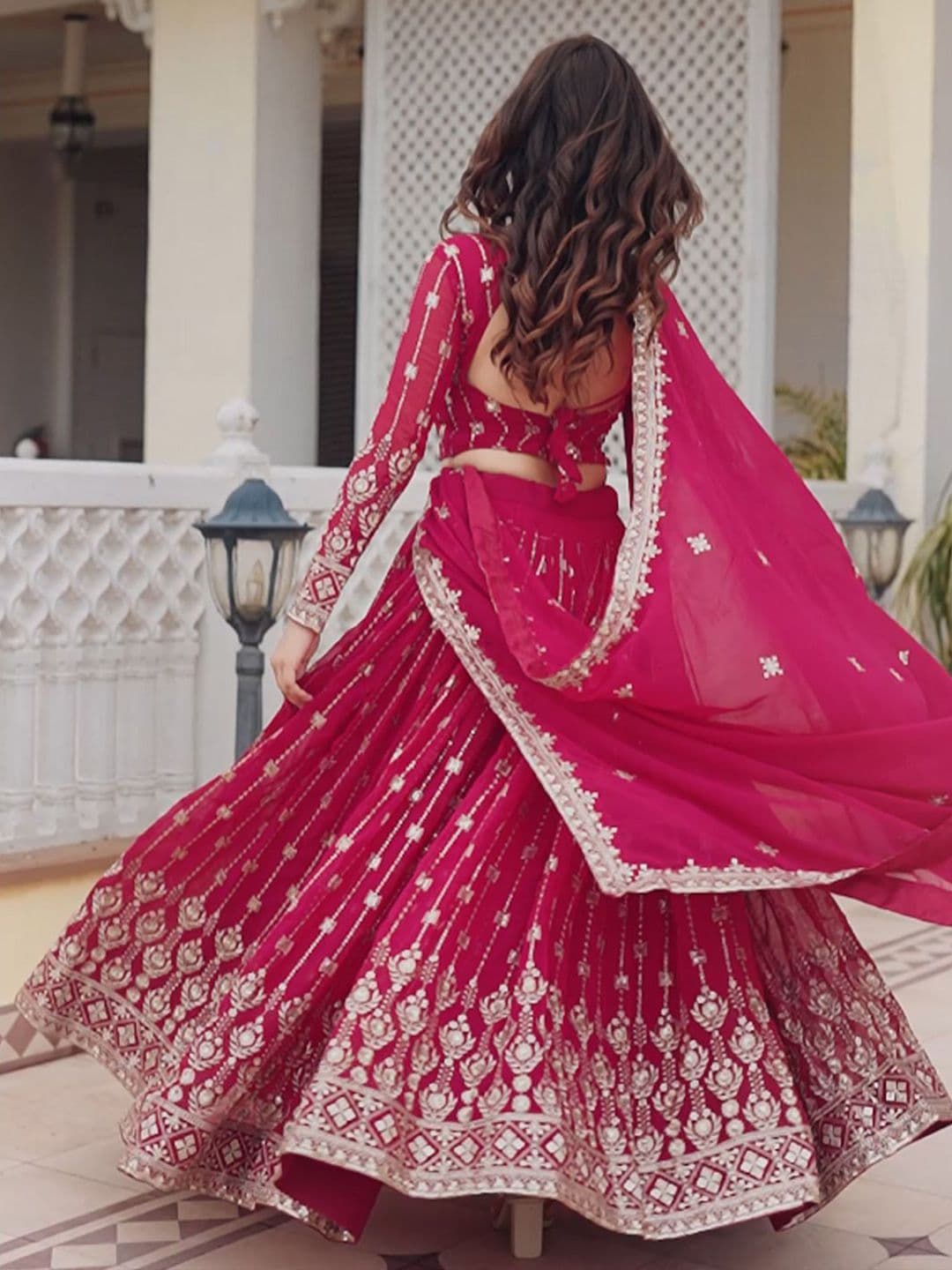 Jogmaya Fashion Embroidered Sequinned Semi-Stitched Lehenga Choli With Dupatta thumbnail 3