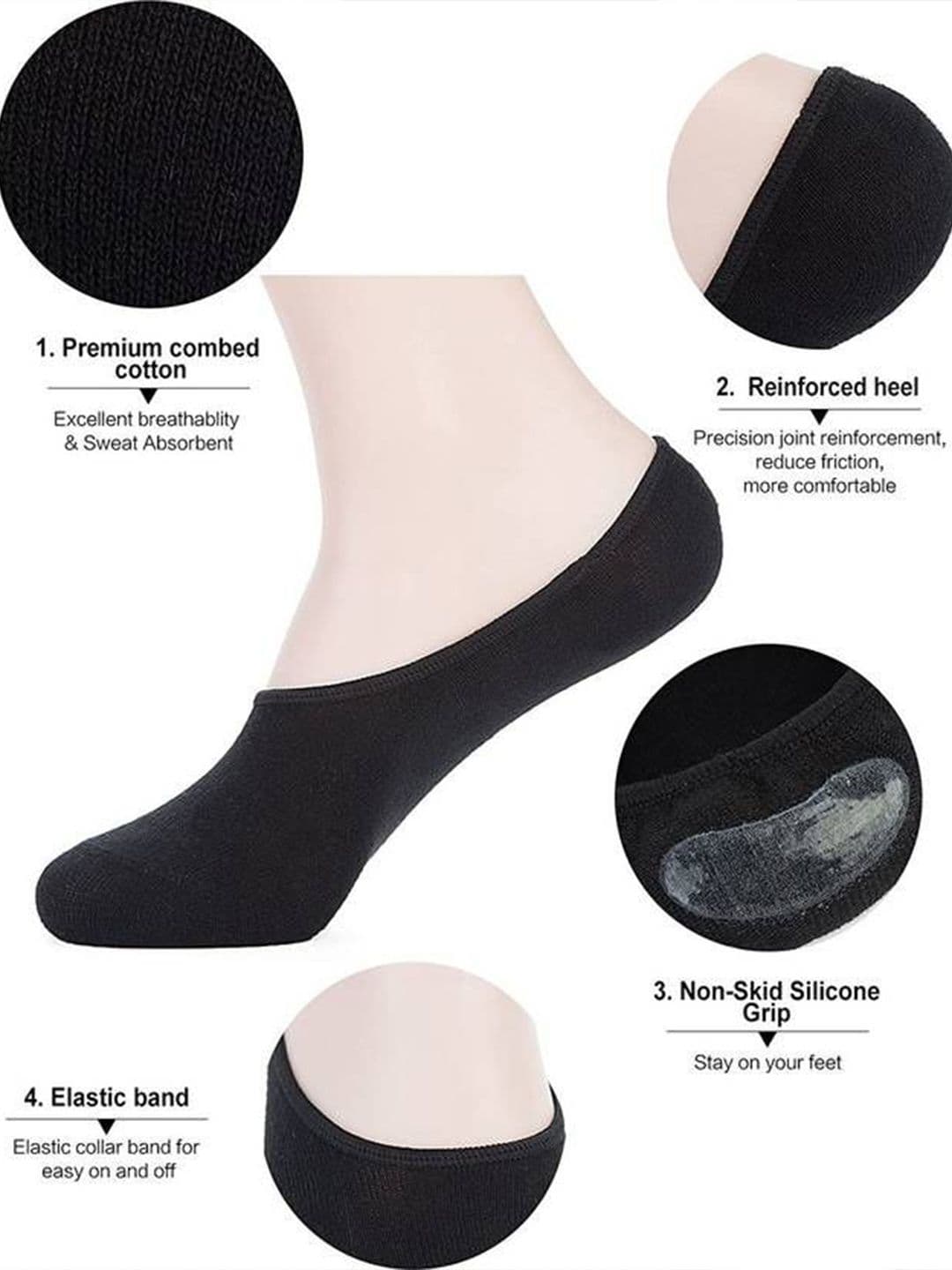 MJE Pack Of 5 Shoe Liners Socks thumbnail 4
