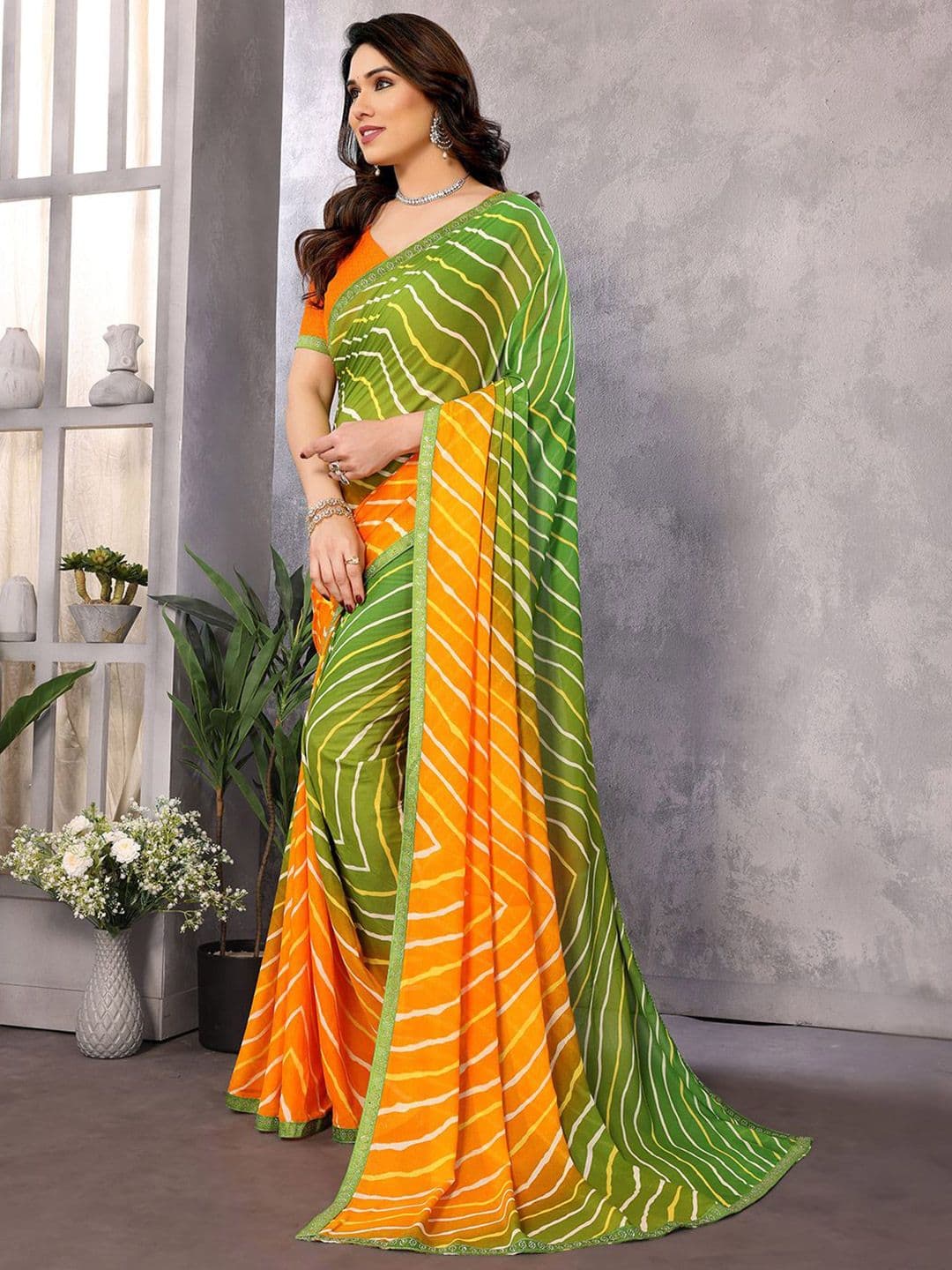 Moda Rapido Women Leheria Saree thumbnail 2