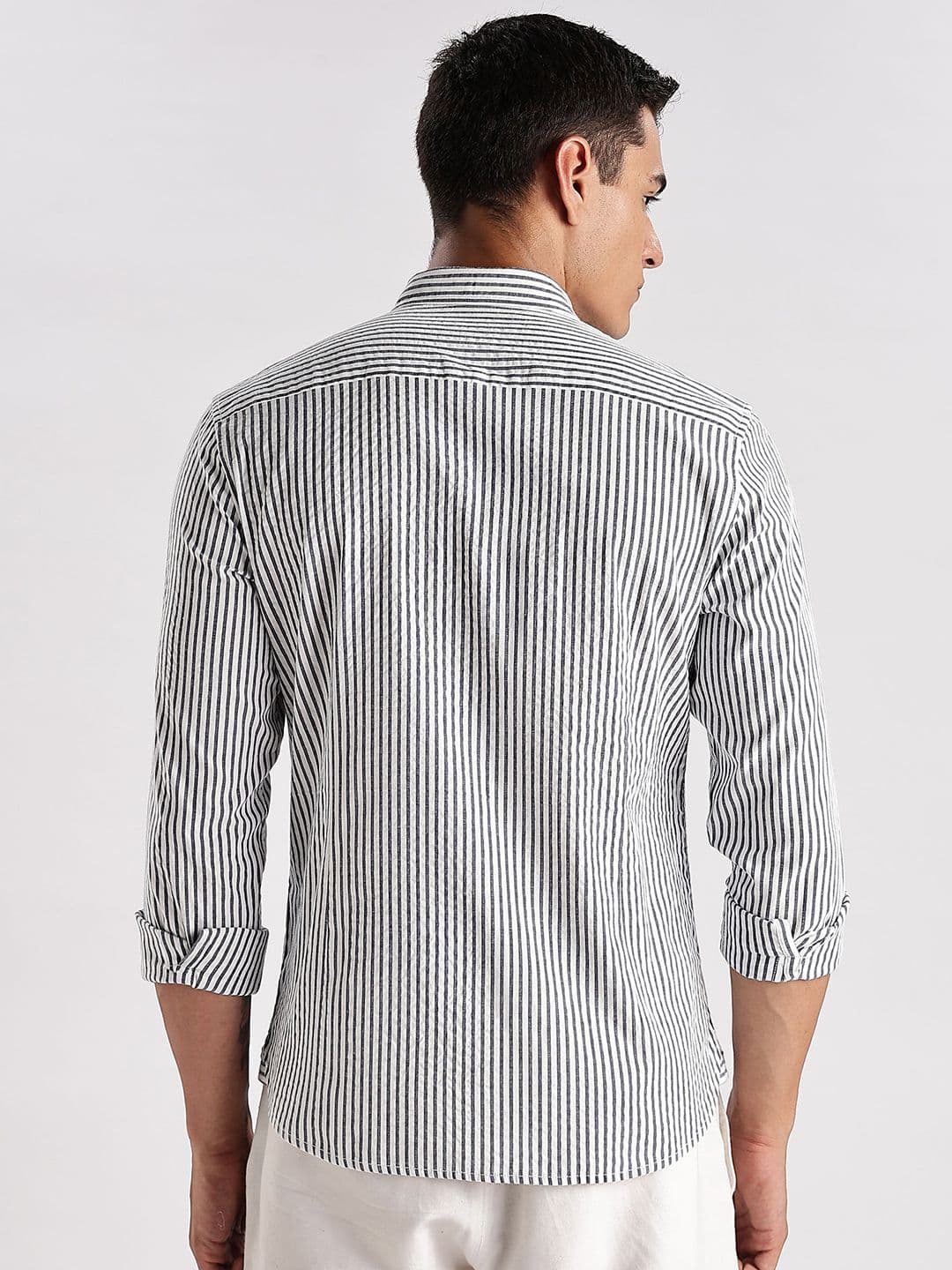 HERE&NOW Slim Fit Vertical Striped Seersucker Opaque Casual Shirt thumbnail 7