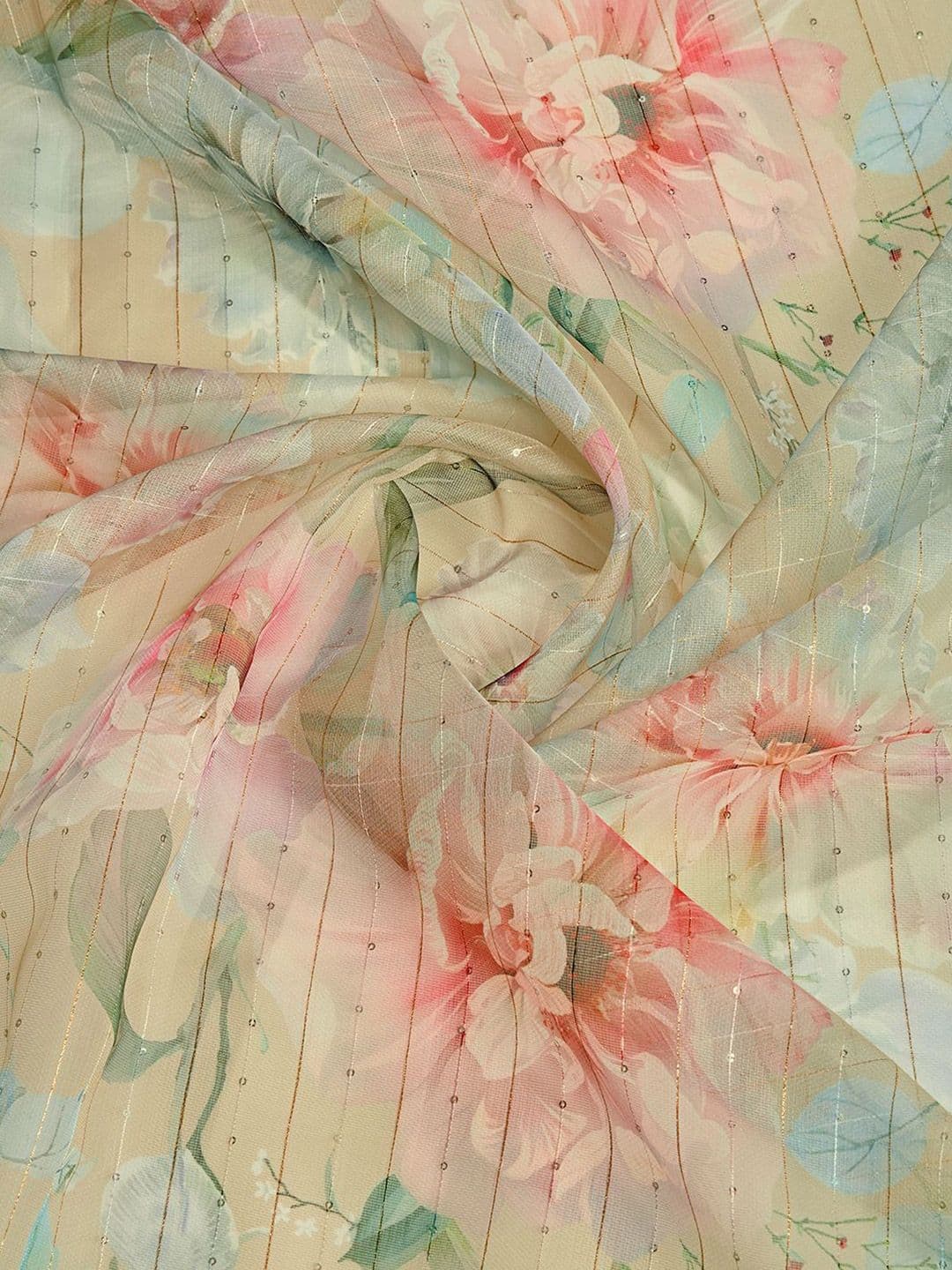 TASRIKA Floral Printed Sequinned Organza Ready to Wear Saree thumbnail 7