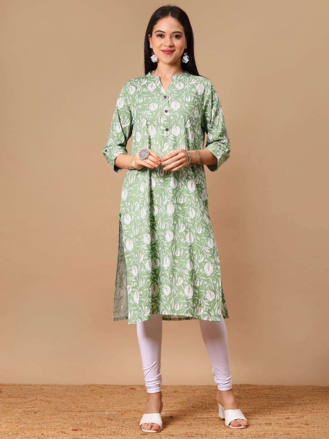 V-Mart Women Abstract Printed Straight Knee Length Kurta thumbnail 2