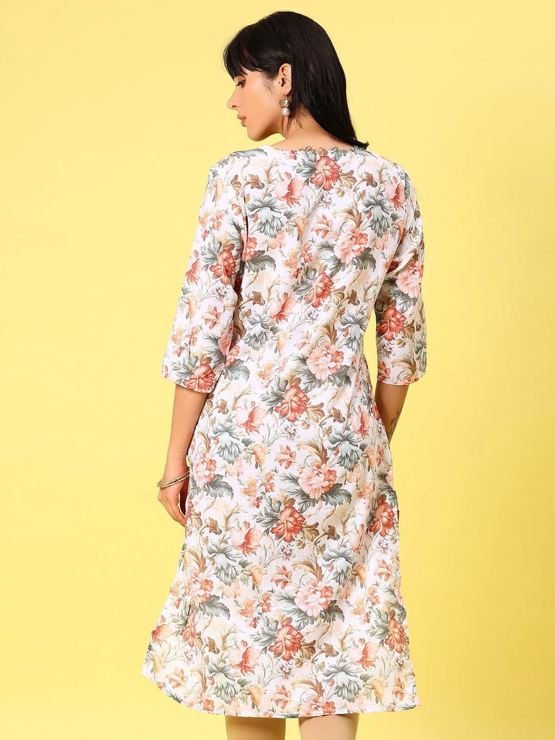V-Mart Floral Printed Notch Neck Straight Kurta thumbnail 4