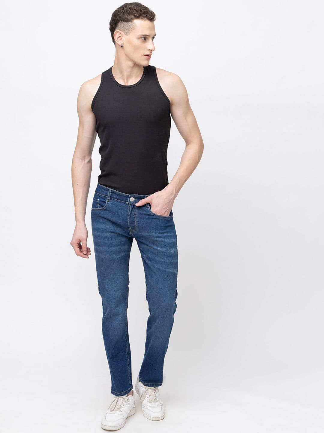 7OUNCE Men Slim Fit Mid-Rise Light Fade Stretchable Cotton Jeans thumbnail 6