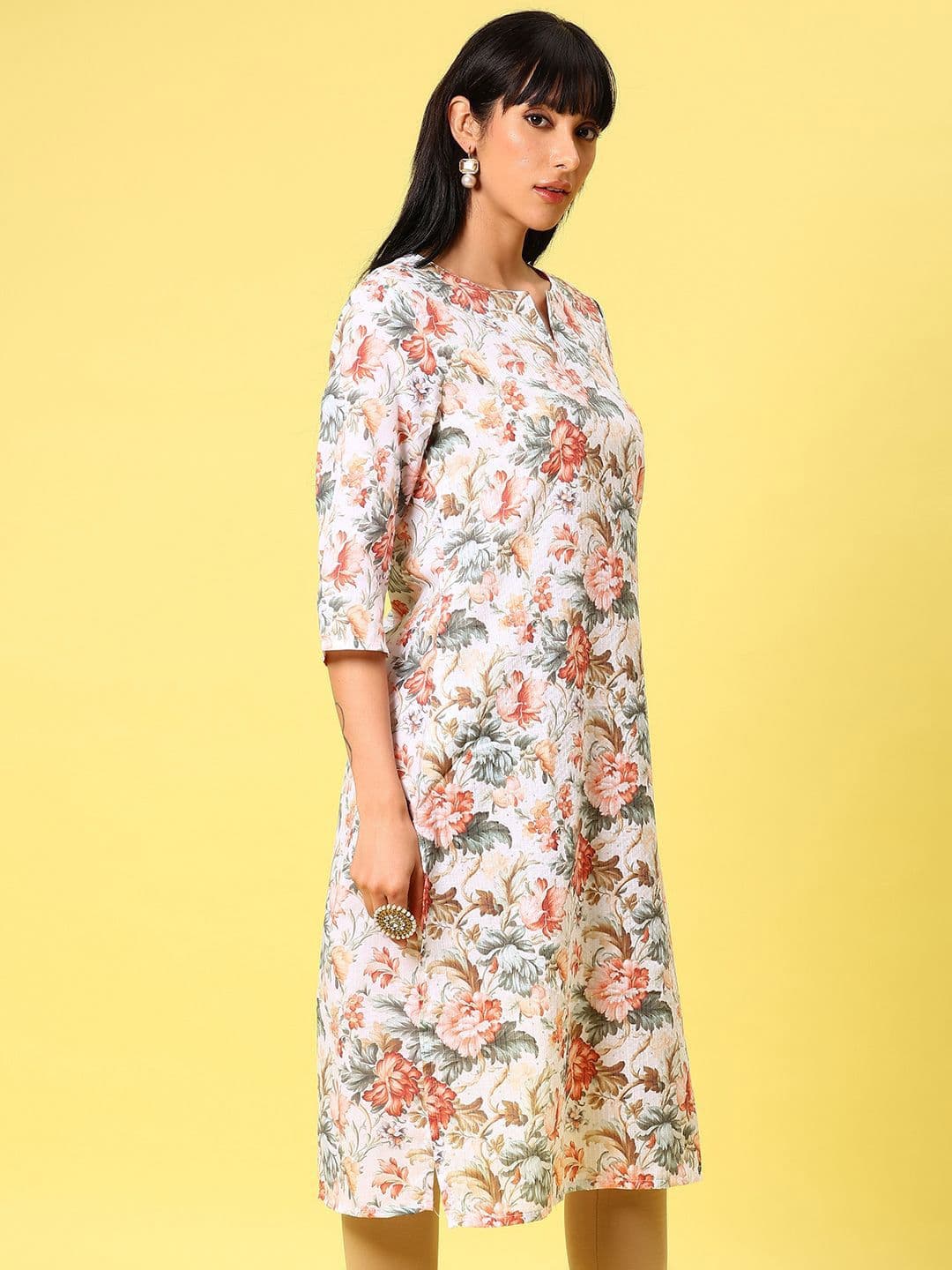 V-Mart Floral Printed Notch Neck Straight Kurta thumbnail 7