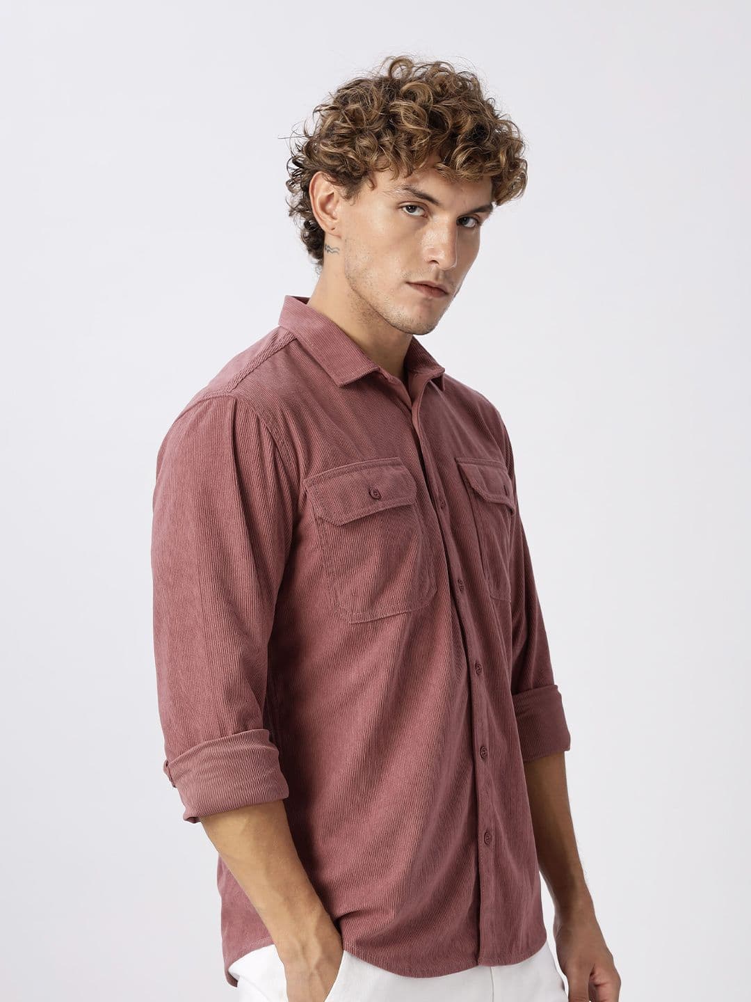 HERE&NOW Regular Fit Vertical Striped Corduroy Opaque Casual Shirt thumbnail 4