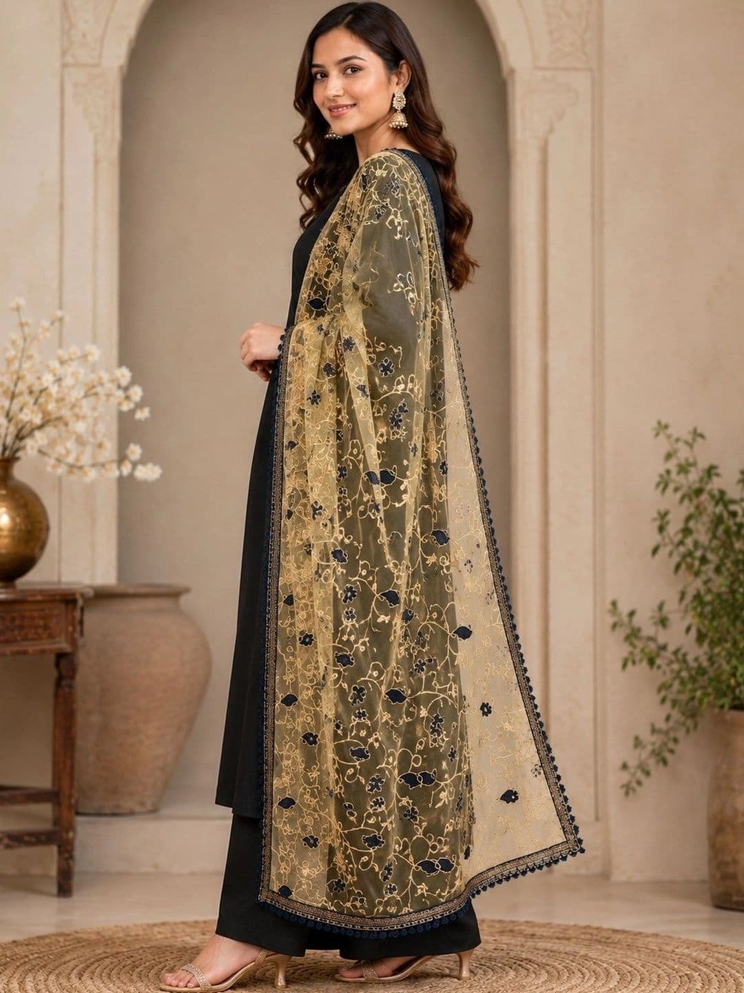 STUTI FASHION Embroidered Dupatta with Thread Work thumbnail 2