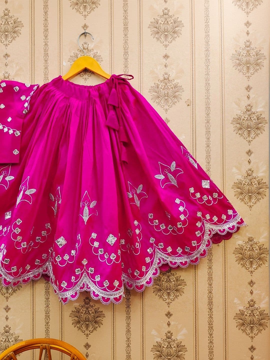 KALINI Girls Embroidered Thread Work Ready to Wear Lehenga & Blouse With Dupatta thumbnail 6