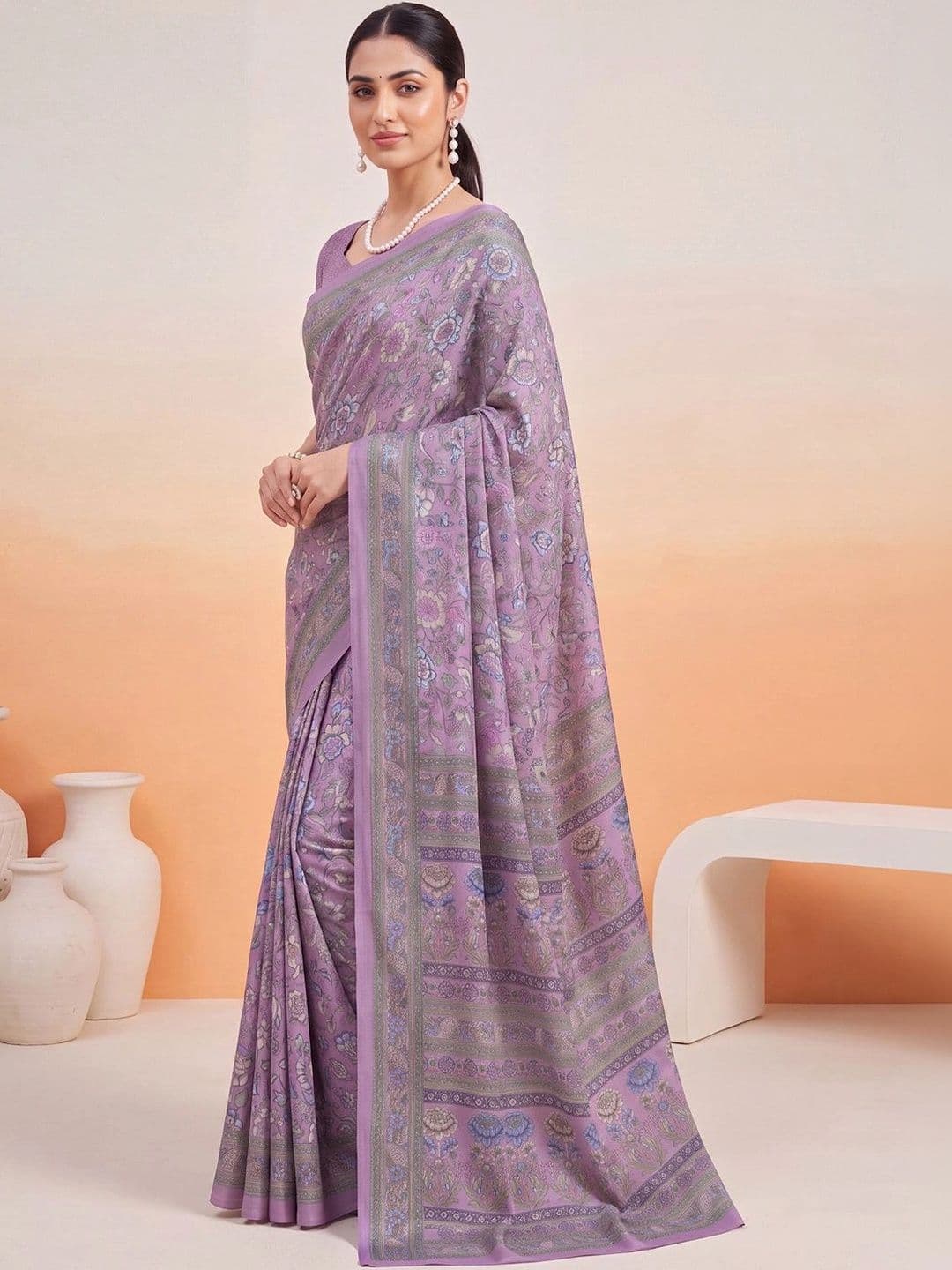 Anouk Floral Poly Crepe Designer Saree thumbnail 7