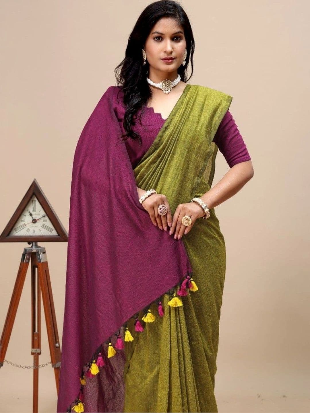 aeriebier Zari Khadi Saree thumbnail 4