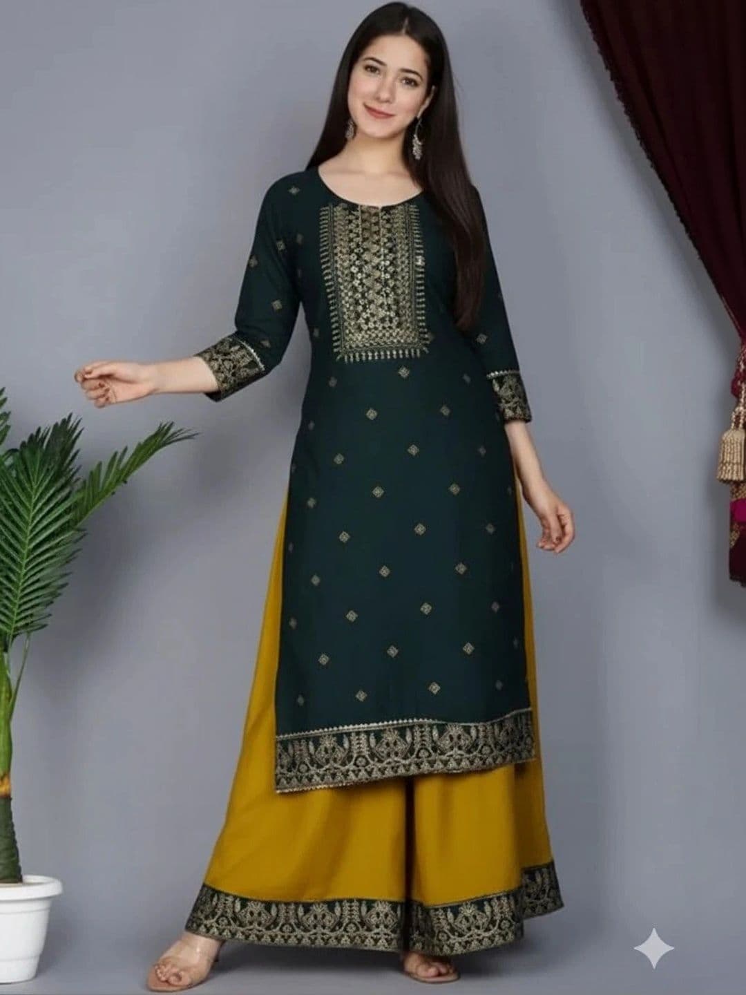 KALINI Women Ethnic Motifs Printed Regular Kurta with Palazzos thumbnail 4