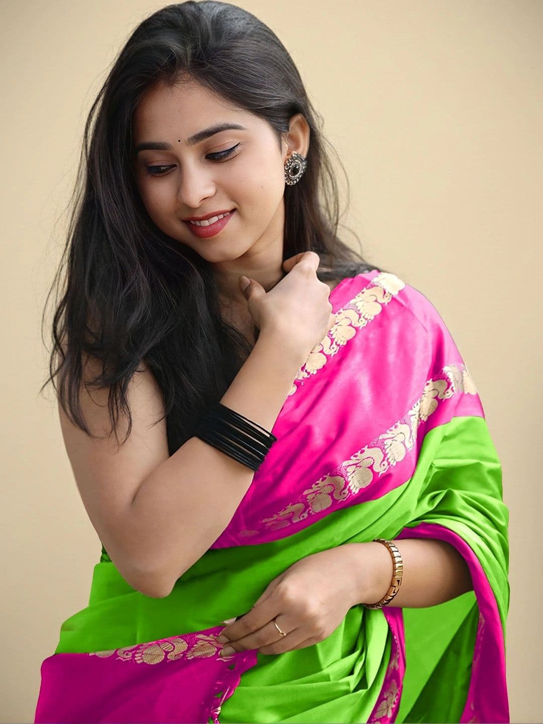 UMANTA Ethnic Motifs Zari Silk Cotton Designer Gadwal Saree thumbnail 5