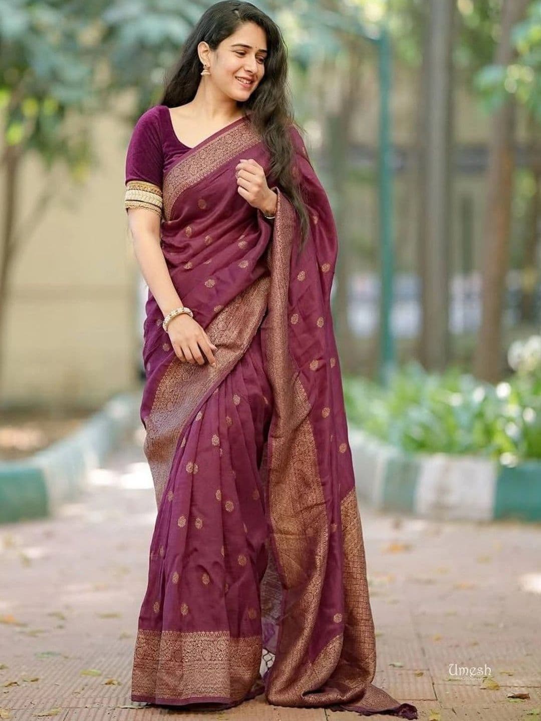 all about you Woven Design Zari Silk Blend Heavy Work Kanjeevaram Saree - view 1