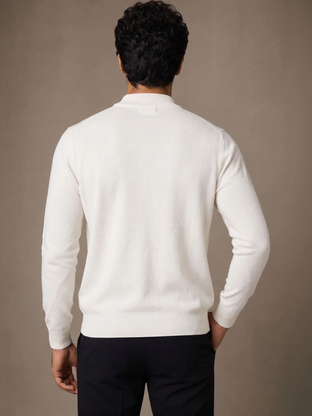 Roadster Men Cotton Solid Mock Collar Long Sleeves Pullover thumbnail 6