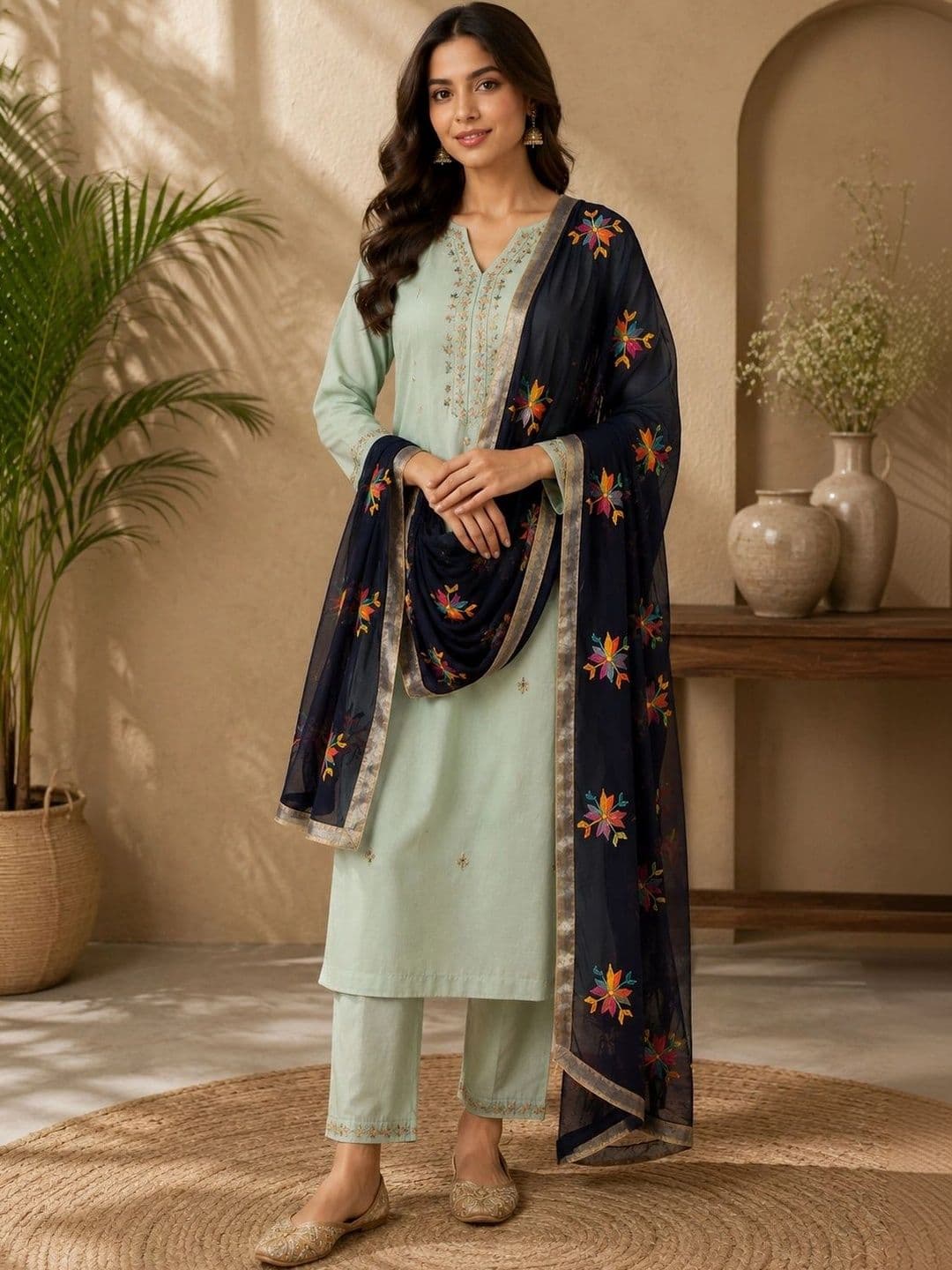STUTI FASHION Embroidered Dupatta with Thread Work thumbnail 2