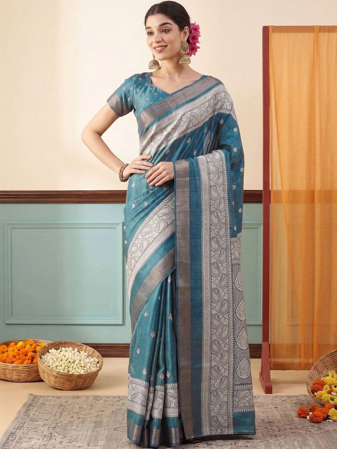 Anouk Woven Design Zari Silk Blend Designer Saree - view 1