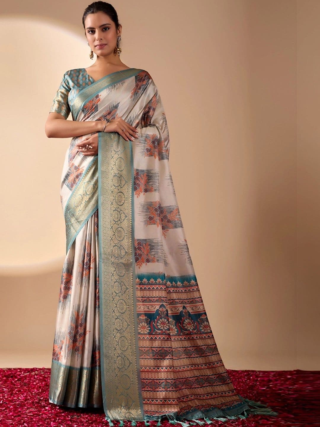 LeeliPeeri Designer Floral Zari Silk Blend Designer Saree - view 1