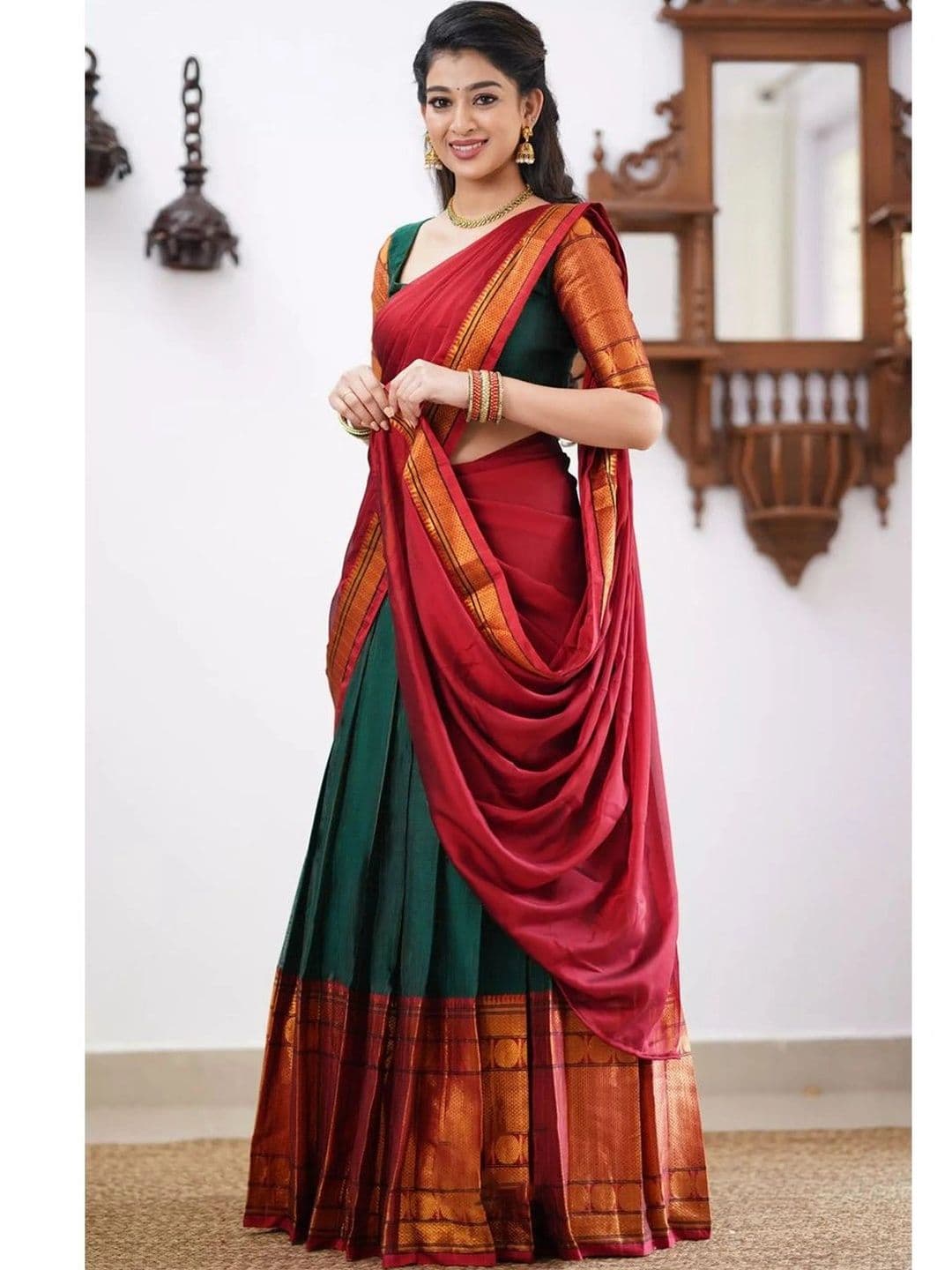 HERE&NOW Women Unstitched Lehenga & Blouse With Dupatta thumbnail 3