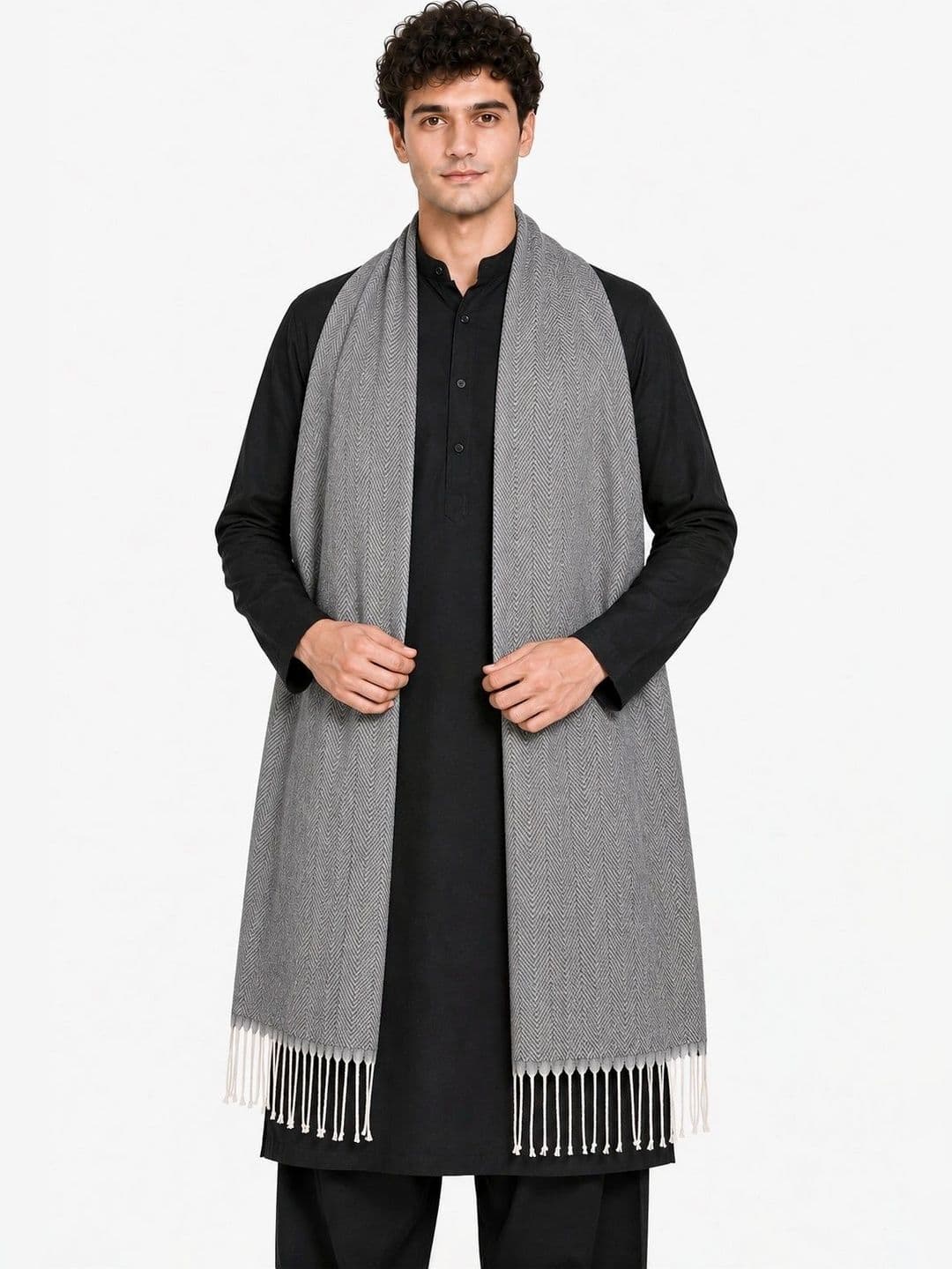 WOOLOASIS Men Woven Design Stole thumbnail 3