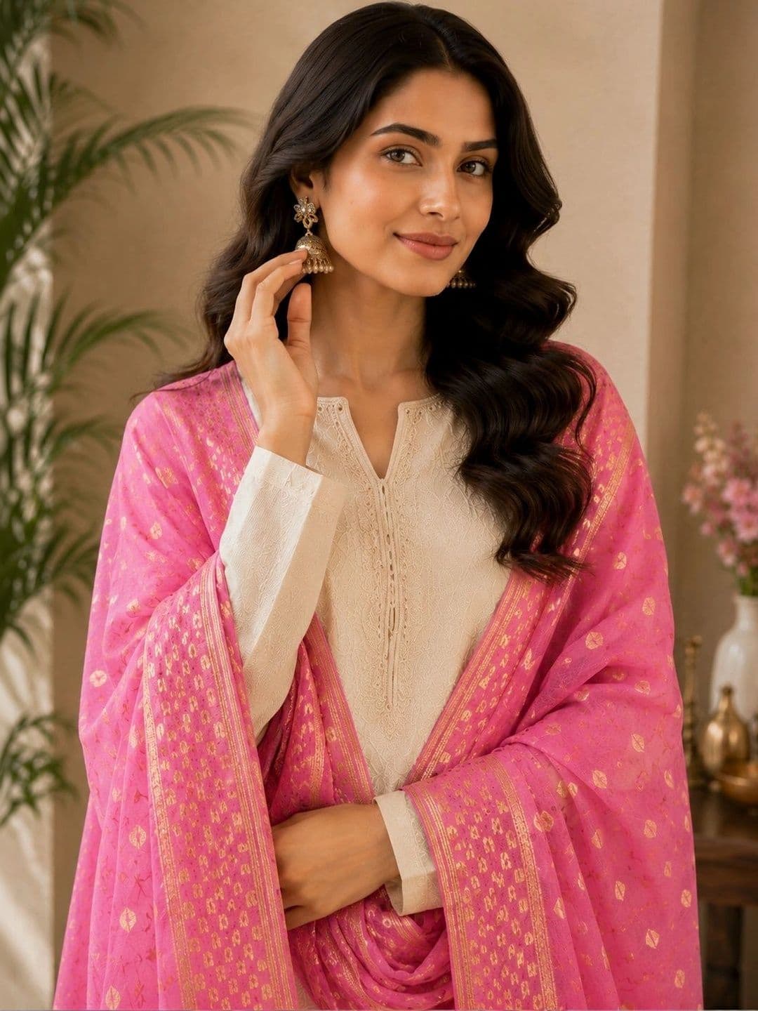 STUTI FASHION Woven Design Dupatta with Zari thumbnail 4