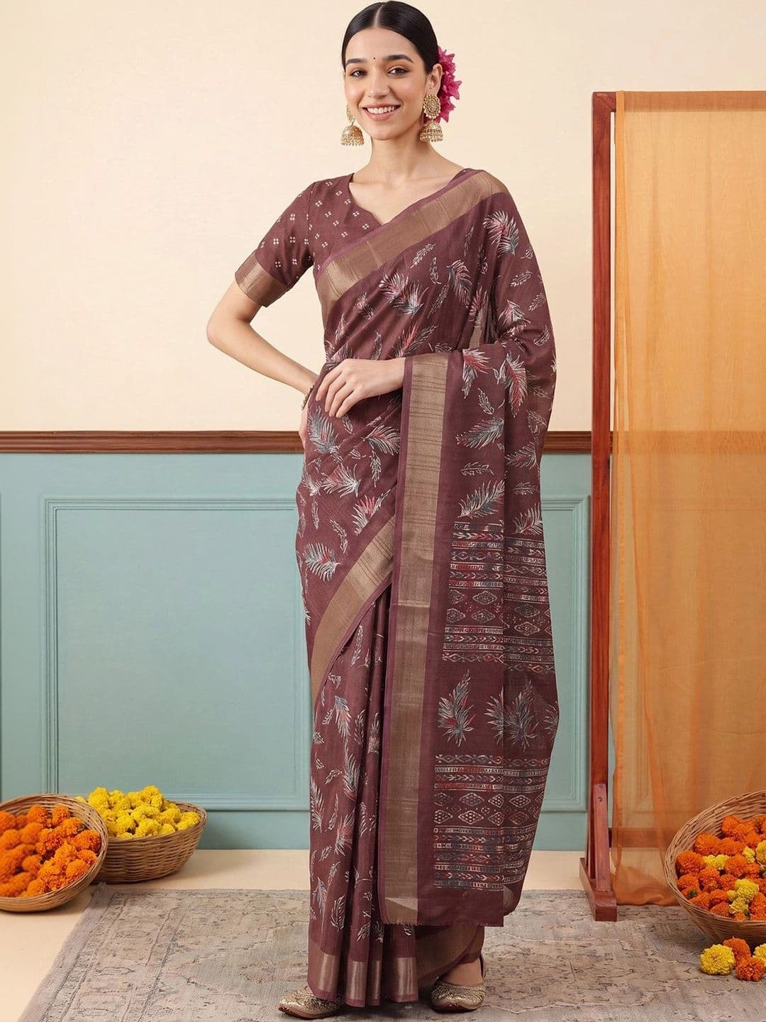 Anouk Zari Silk Blend Designer Saree thumbnail 5